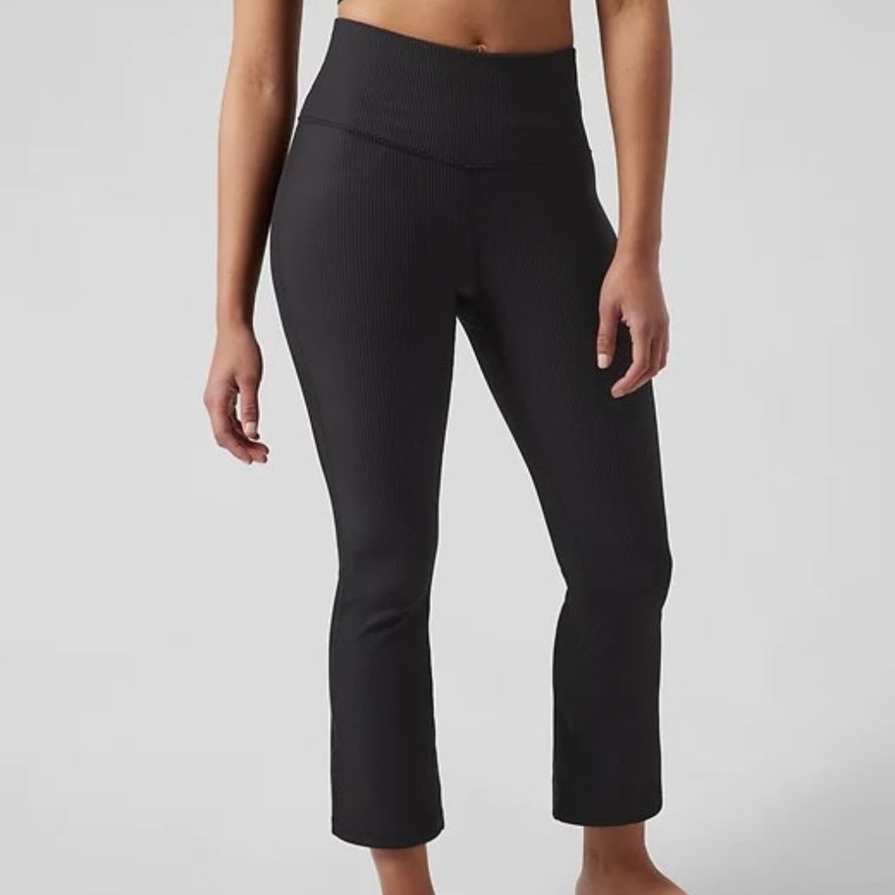 Athleta Eucalyptus Olive Elation Rib Crop Flare - TALL